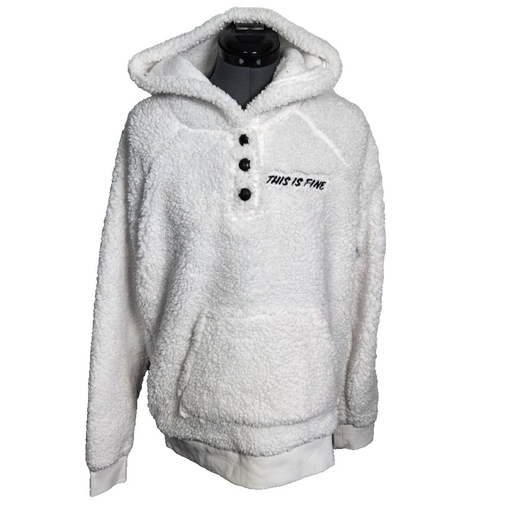Disney Frozen Olaf Sherpa Hoodie White This Is Fine Henley Pullover Womens